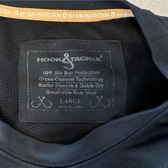 Hook & Tackle Men’s Cool Breeze Black Quick Dry Performance Vented Shirt Large - Picture 2 of 11